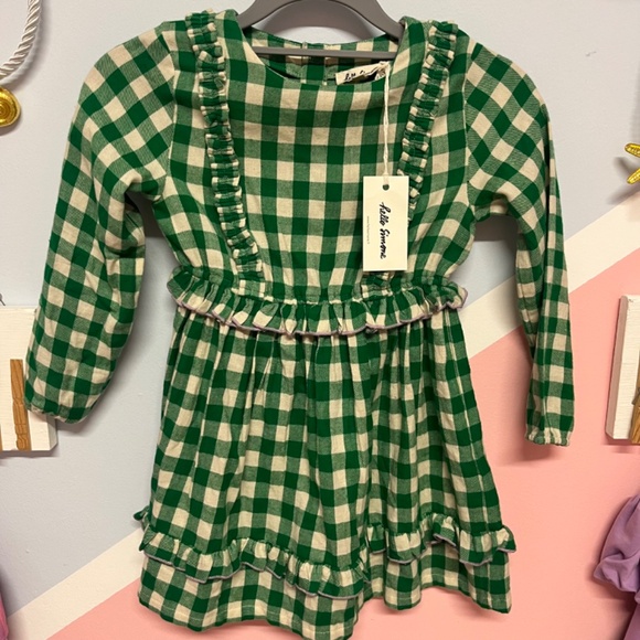 Hello Simone Kids Green Checkered Dress - Picture 3 of 4